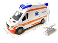 Ambulance speelgoed voertuig 25cm - pull back aandrijving - met sirene-geluid en lichtjes op - S.O.S 112 