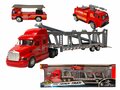 Vrachtwagen autotransporter + 2 mini brandweerautos 3in1 - pull-back drive