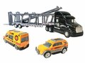 Vrachtwagen autotransporter&nbsp;+ 2 mini wegenwacht  3in1 - pull-back drive