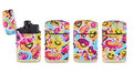 Jet Flame lighters - turbo lighter - 4 pieces in display - 360&deg; Happy Smiley print - soft touch