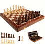 Wood Chess - Houten Schaakbord - 45x45cm - Inklapbaar - 2 Extra Koninginnen