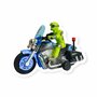 Police motorcycle Toy  - with siren and light - friction drive Blue