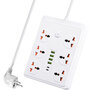 Premium Stekkerdoos met 6 Stekkers en 6 USB ingangen + 2 USB-C 20W Snellader 185 cm Kabel 