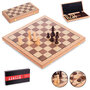 Schaak &amp; Dam set 2in1 - 43x43 cm - opvouwbaar houten schaakbord - CHESS