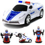 Robot Police Car 2 in 1 robot en auto transformer voertuig politie auto - led licht en geluid 22CM 