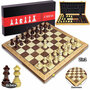 Schaak &amp; Dam set 2in1 - 43x43 cm - opvouwbaar houten schaakbord - CHESS