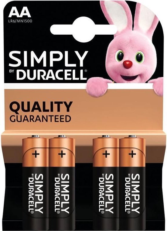 Oude man Rechtmatig Infrarood Duracell AA Simply batterijen 1.5 V - alkaline - LR6 MN1500 - 4 stuks -  24winkelen