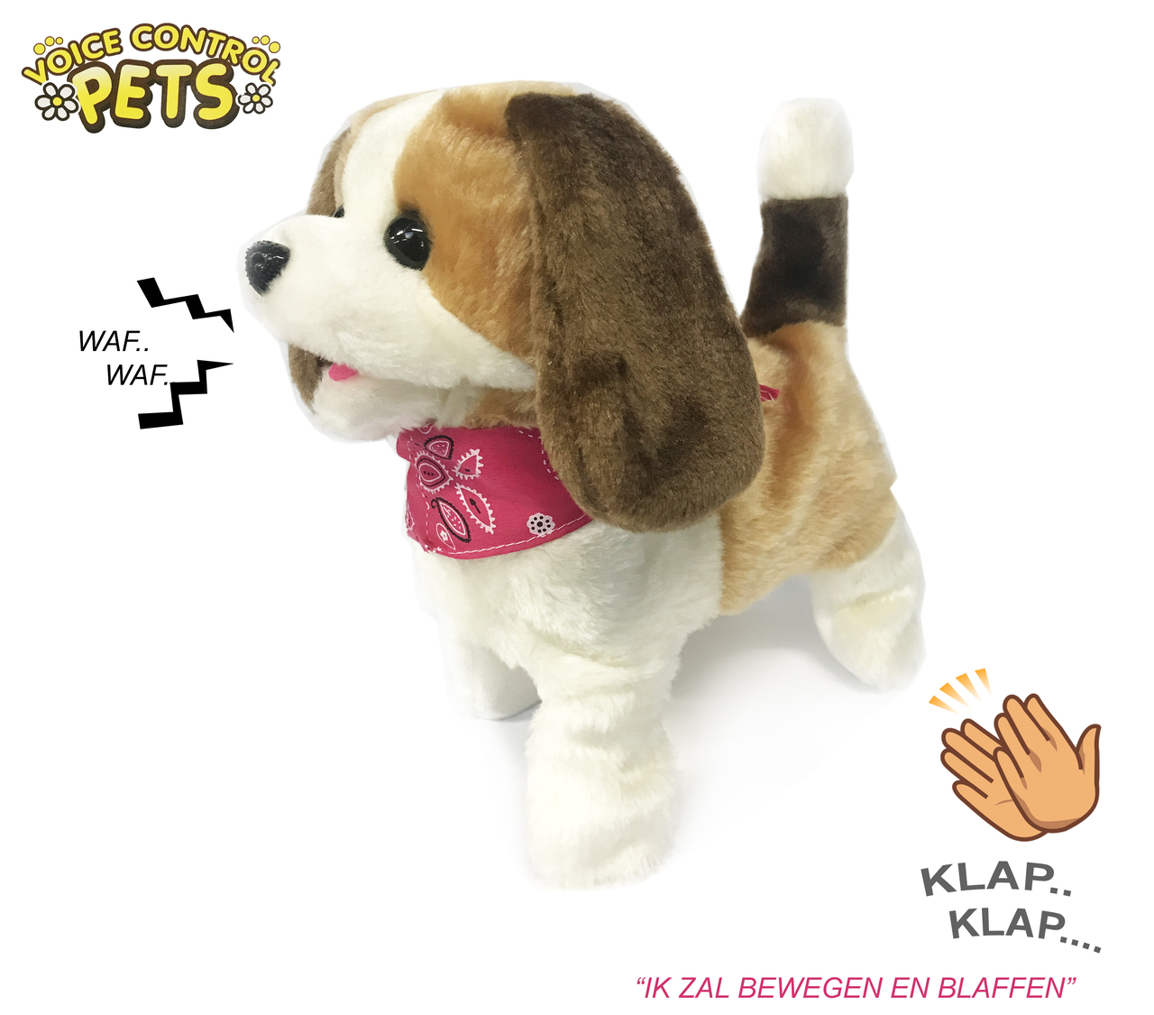 Sterkte diep Vervreemding Clap Dog - Interactieve Puppy - kan blaffen en bewegen op geluid control -  Voice Control Speelgoed hondje- 29CM (inclusief batterijen) - 24winkelen