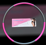 Fitness hoelahoep met kliksysteem Ø 88cm - 6 delen - Fitness Hoop Roze/grijs