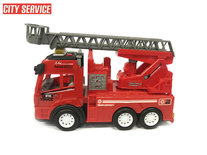 Brandweerwagen met lichtjes en geluid + autoladder - City service brandweerauto (21cm)