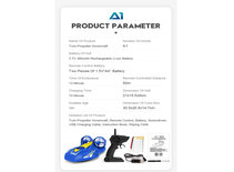 Rc Hovercraft A1 - 2.4G 4CH RC Twin-propeller boot - 50 meter - 21CM