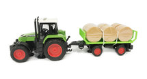 Speelgoed tractor met trailer voor hooi- maakt 3 soorten geluiden en lichtjes - 39CM (1:16) tractor