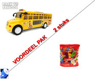 Speelgoed bouwblokjes 170 stuks + Speelgoed Schoolbus | Incl. Batterij