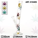 Hangover Multi Leaf Glass Bong- H:32cm - Ø:34mm- Socket:14.5mm - Leaf pijp wiet