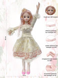 Demi Girl Prinses pop speelgoed - met chique classic feest jurkje - 56CM
