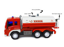 Brandweerwagen met lichtjes en geluid - met waterpomp slang - City service brandweerauto (28cm)
