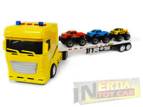 Super truck vrachtwagen - autotransporter met 3 mini auto's -maakt geluid en lichtjes op - 55CM