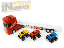 Super truck vrachtwagen - autotransporter met 3 mini auto's -maakt geluid en lichtjes op - 55CM