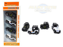 Model auto's 4 stuks in pak- Die Cast Metal Cars - Metaal mini auto's - Alloy Toys - speelgoed politie mini jeeps