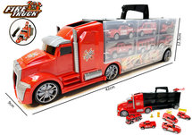 Brandweer Vrachtwagen set koffer - speelgoed brandweer 10-delig set- Mega Fire truck - 42CM