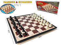 Schaakset en damset 2in1 pakket; schaakbord en dambord - Magnetisch Schaakset - Chess Set - Opklapbaar - 36x36 CM