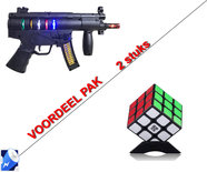 Future Gun speelgoed met lichtjes,tril functie + Rubiks Kubus 3X3X3 | Incl. Batterij