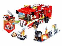COGO City - Brandweerauto - bouwsteen pakket van 184 stuks - 2 in 1 bouwblokken set Brandweerbrigade