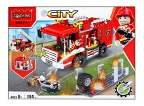 COGO City - Brandweerauto - bouwsteen pakket van 184 stuks - 2 in 1 bouwblokken set Brandweerbrigade