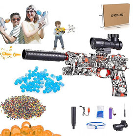 Gel Blaster- Elektrische pistool  - Red Graffiti  - compleet set incl. gel ballen - oplaadbaar - 37CM