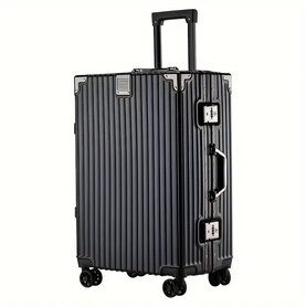 Black hard shell case, PC ABS aluminum 4 metal corners for protection 66 cm