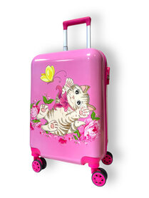 Children's suitcase Kitten print - Pink - Hand luggage