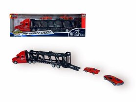 Vrachtwagen - DIE-CAST - autotransporter + 2 mini auto's 3in1 - pull-back drive Truck R