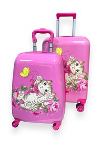 Kitten - Children's suitcase set pink - 360 degree wheels - Combination lock