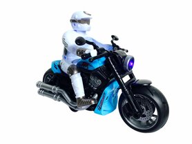Race motorfiets speelgoed - met sirene en licht  - frictie aandrijving Blauw 