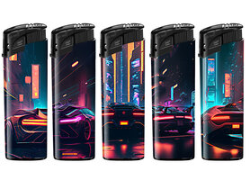 TOM® Night Rider Aanstekers – Stoere Auto Print Aanstekers (50 stuks) – Navulbaar & Soft Vlam