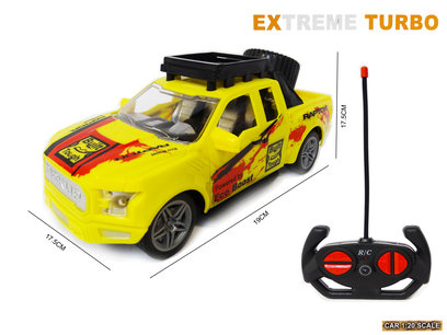 Rc Extreme Turbo race auto geel 1:20 - radiografisch bestuurbare auto - 19 CM Rc Extreme Turbo race auto geel 1:20 - radiografisch bestuurbare auto - 19 CM