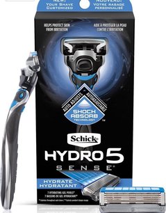 Wilkinson hydro 5 sense met 2 mesjes + houder -Shock absorb - Hydrate Wilkinson sword Wilkinson hydro 5 sense met 2 mesjes + houder -Shock absorb - Hydrate Wilkinson sword