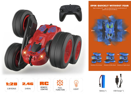 Rc stunt auto Hyper Wheels - dubbelzijdig - 360 graden - 2.4ghz - off road stunt car - TKKJ - radio grafisch bestuurbare auto 1:28 Rc stunt auto Hyper Wheels - dubbelzijdig - 360 graden - 2.4ghz - off road stunt car - TKKJ - radio grafisch bestuurbare auto 1:28