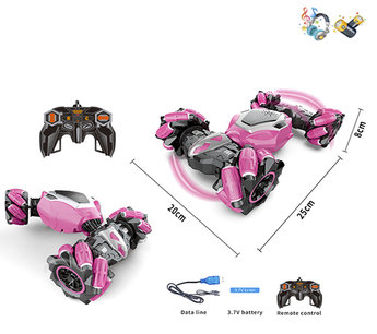 RC Stunt Twisted Car 4WD 2.4GHz - dubbelzijdig transformer auto -LED lichtjes en Muziek Roze RC Stunt Twisted Car 4WD 2.4GHz - dubbelzijdig transformer auto -LED lichtjes en Muziek Roze