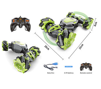 RC Stunt Twisted Car 4WD 2.4GHz - dubbelzijdig transformer auto -LED lichtjes en Muziek Groen RC Stunt Twisted Car 4WD 2.4GHz - dubbelzijdig transformer auto -LED lichtjes en Muziek Groen