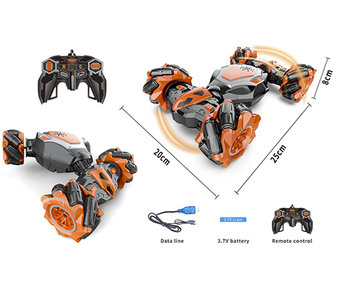 RC Stunt Twisted Car 4WD 2.4GHz - dubbelzijdig transformer auto -LED lichtjes en Muziek Oranje RC Stunt Twisted Car 4WD 2.4GHz - dubbelzijdig transformer auto -LED lichtjes en Muziek Oranje