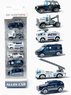 Mini politiewagens set 6 stuks - model auto's Die Cast - mini alloy Police Force voertuigen mix set Mini politiewagens set 6 stuks - model auto's Die Cast - mini alloy Police Force voertuigen mix set